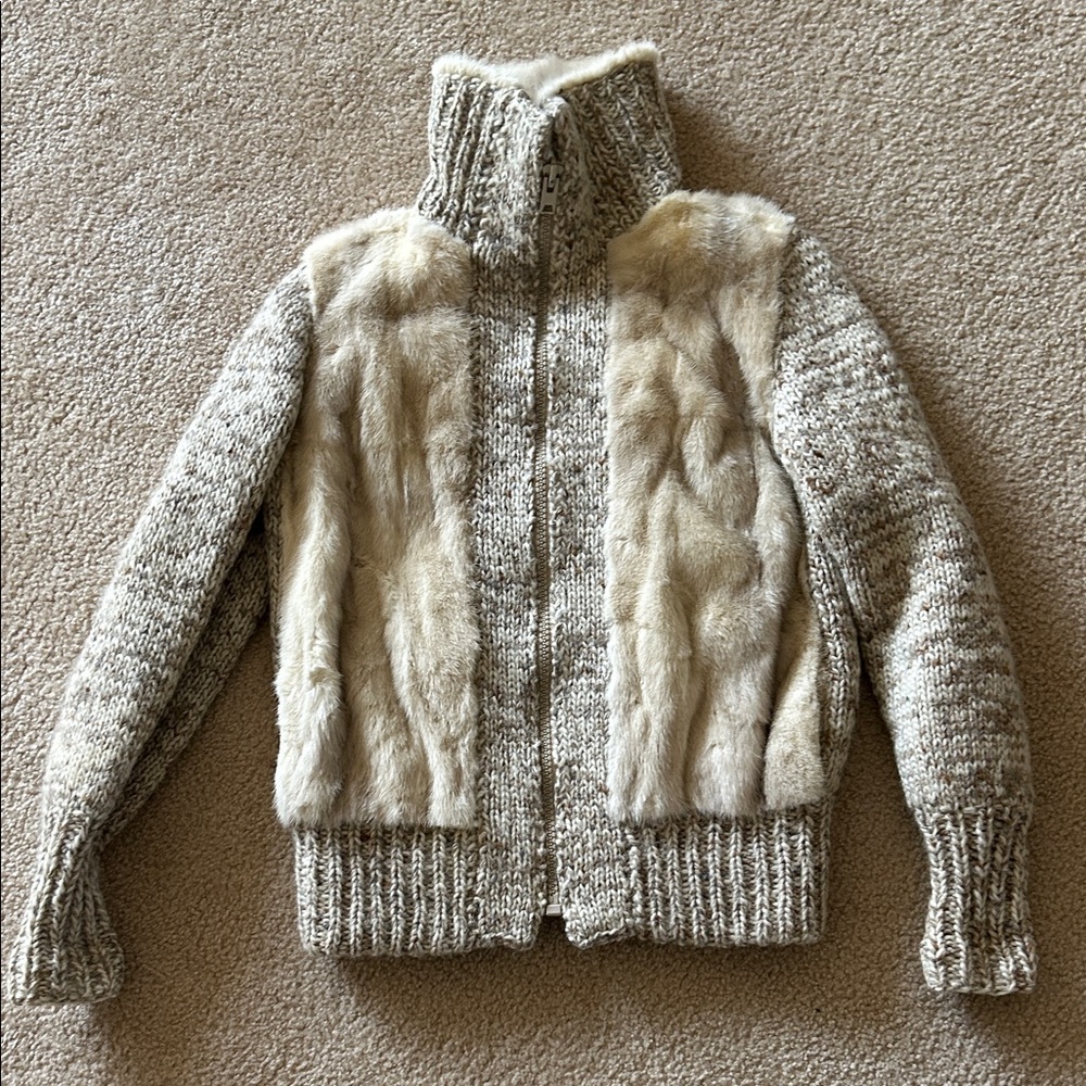 Vintage real mink fur wool jacket